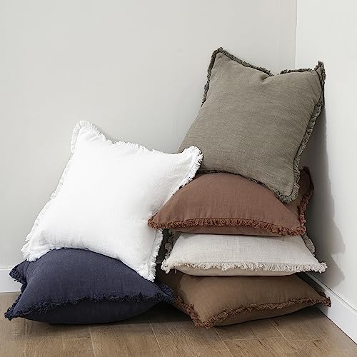 Foindtower Decorative Linen Fringe Throw Pillow Covers 26×26 Inch - Image 6