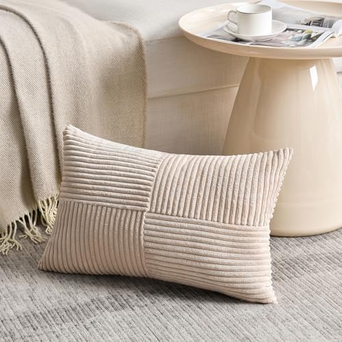 Fancy Homi 2 Packs Tan Lumbar Decorative Throw Pillow Covers 16x32 Inch - Image 2