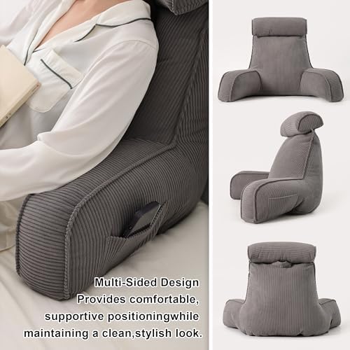 Reading Pillow for Sitting Up in Bed, Sofa & Floor – Corduroy Backrest Pillow - Image 4