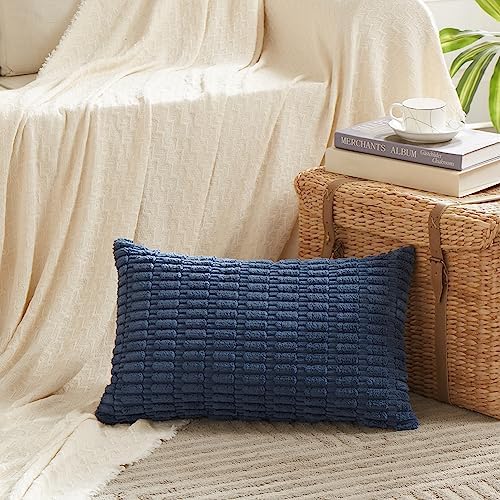 Fancy Homi Dusty Blue Lumbar Decorative Throw Pillow Covers 14x24 Inch by Fancy+Homi
