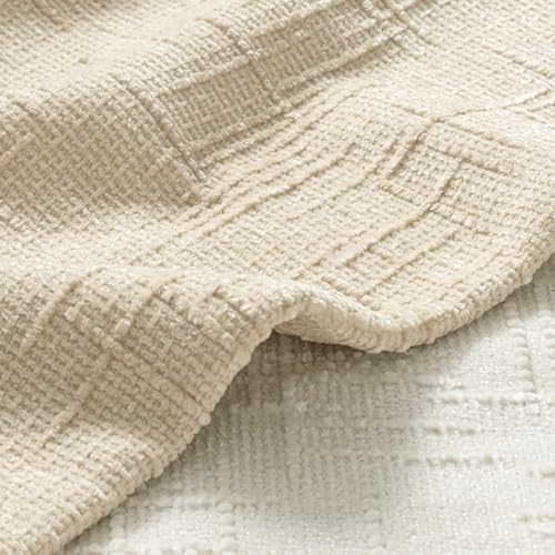 MIULEE Chenille Textured Throw Pillow Covers Beige 20x20 Set of 2 - Image 2