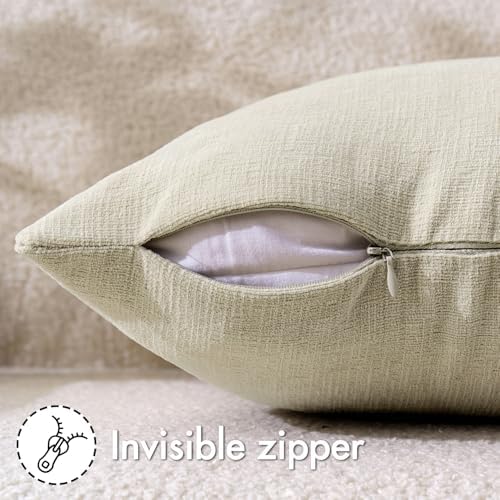 MIULEE Cream Chenille Couch Throw Pillow Covers - Image 3