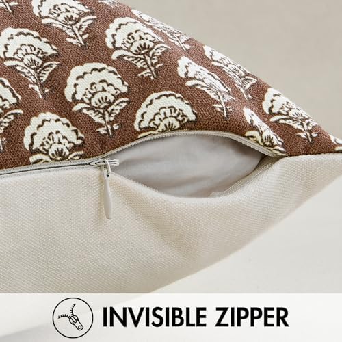 MIULEE Fall Floral Print Decorative Pillow Covers 20x20, Dark Brown - Image 6