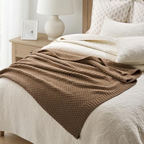 EVERGRACEHOME Chunky Chenille Knit Throw Blanket, 50 x 60, Camel Brown - Image 5