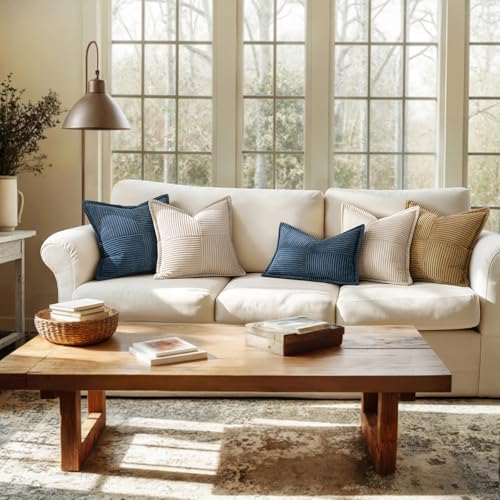 MIULEE Decorative Lumbar Throw Pillow Covers 14x22 Inch Blue 2 Pack - Image 3