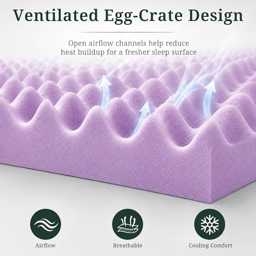 2 Inch Egg Crate Memory Foam Mattress Topper Full, Pressure Relief - Image 5