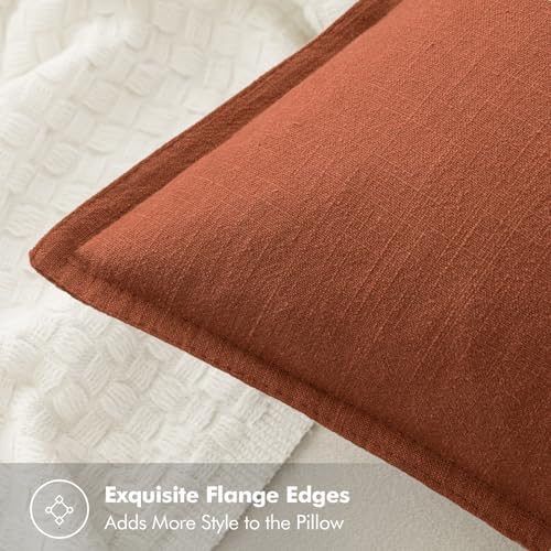 MIULEE Decorative Linen Pillow Covers 20x20 Inch Rust - Image 2