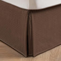 MIYE Pleated Waffle Weave Bed Skirt, Tailored Dust Ruffle 18 Inch Drop Easy Fit, Machine Washable (Brown, King - 18" Drop)