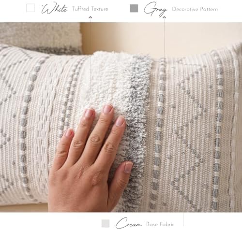 BlissBlush 20X20 Throw Pillow Cover, Cream Neutral Square Decorative Cushion - Image 4