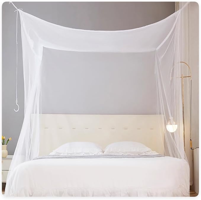 Mengersi Mosquito Net for Bed Canopy,One Side Opening Canopy Netting Bed Drapes for Camping Home Outdoor Travel Dormitory,Queen