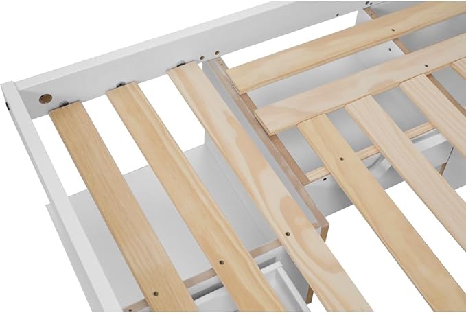 memomad Bali Storage Platform Bed with Drawers (Full Size, Off White)