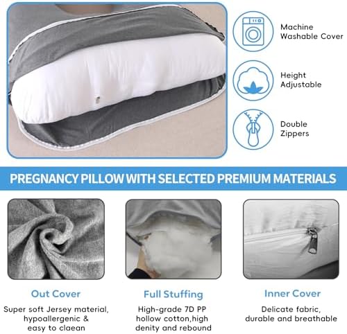 U Shaped Pregnancy Pillow for Sleeping, Maternity Body Pillow for Women - Image 5