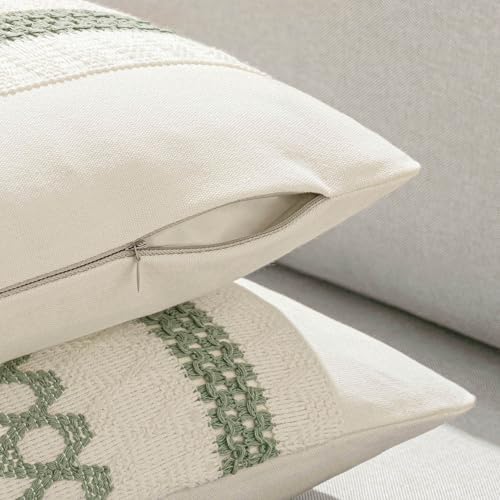 MIULEE Set of 2 Sage Green Boho Decorative Pillow Covers 16x16 Inch - Image 5