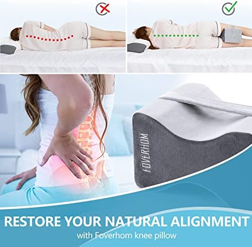 foverhom Memory Foam Knee Pillow Orthopedic Leg Support Grey - Image 3