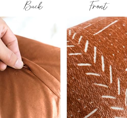 BlissBlush Decorative Lumbar Throw Pillow Covers 12X20 Set of 2, Brick Red Rust - Image 5