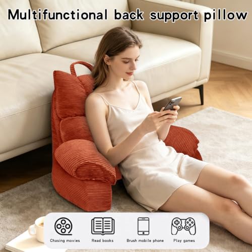 Reading Pillow for Bed with Arms, Back Support, Memory Foam（Bright Orange） - Image 6