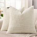 decorUhome Textured Chenille Throw Pillow Covers 20x20 Set of 2 Light Cream by decorUhome