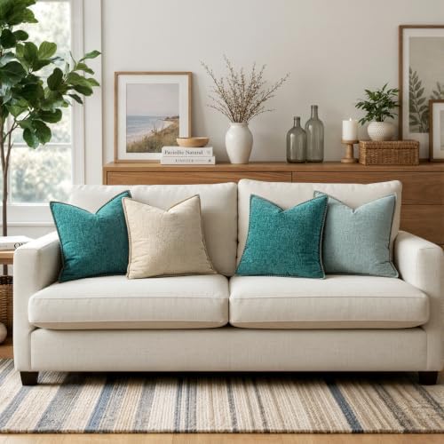 MIULEE Decorative Couch Throw Pillow Covers 18x18 Inch Teal 2 Pack - Image 5