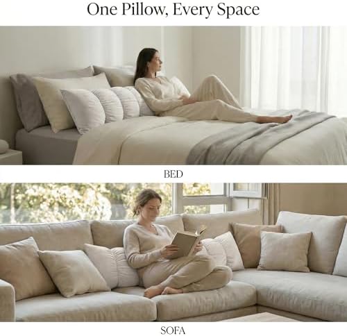 Pat. Pend. Long Bed Pillow for Side Sleepers, 39 Inch, Misty White - Image 3