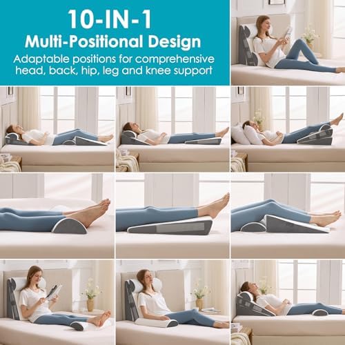 4Pcs Wedge Pillow Set for After Surgery, Acid Reflux Relief, Adjustable Bed - Image 3
