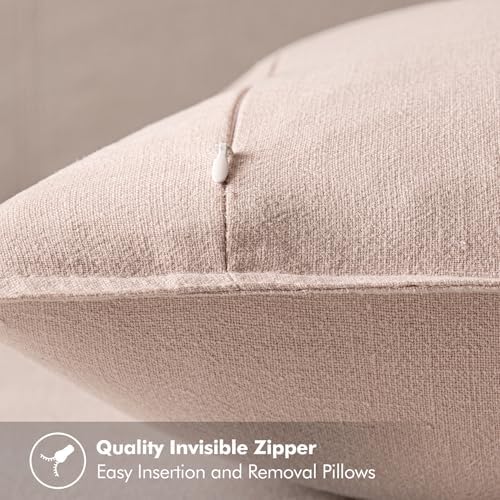 MIULEE Decorative Linen Pillow Covers 18x18 Inch Light Pink - Image 3