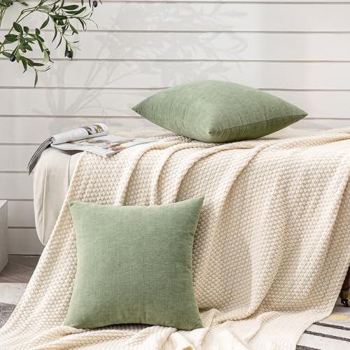 GAWAMAY Decorative Square Sage Green Throw Pillow Covers 18"x18" Inch Set of 2 - Image 5