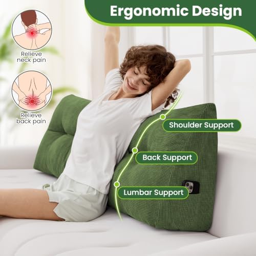 Headboard Pillow Queen, Triangle Bed Wedge Pillow - Image 3