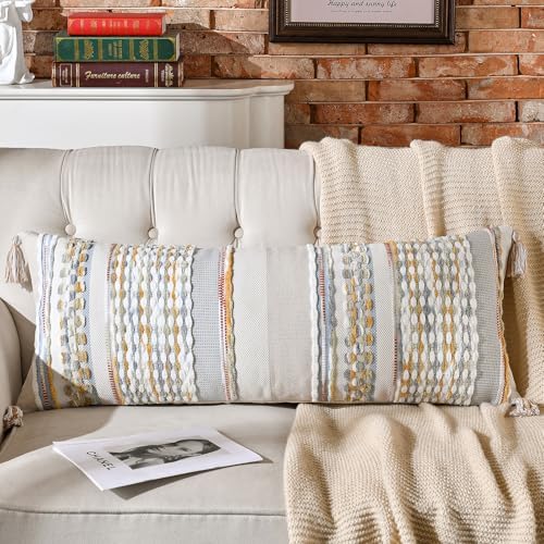 AmHoo Chenille Striped Textured Boho Throw Pillow Covers Aesthetic by AmHootextile