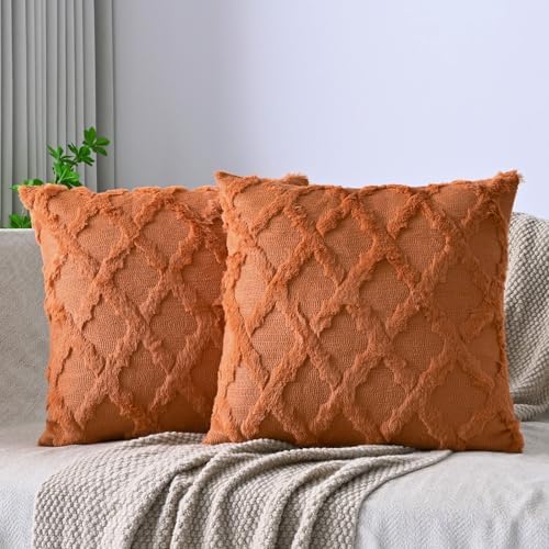 Set of 2 Soft Moroccan Throw Pillow Covers 24x24 Inch Plush Boho Decorative by Cozoomy