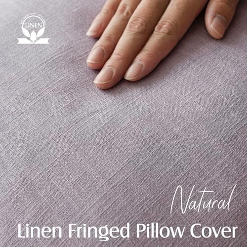Foindtower Decorative Linen Fringe Throw Pillow Covers 20×20 Light Purple - Image 2