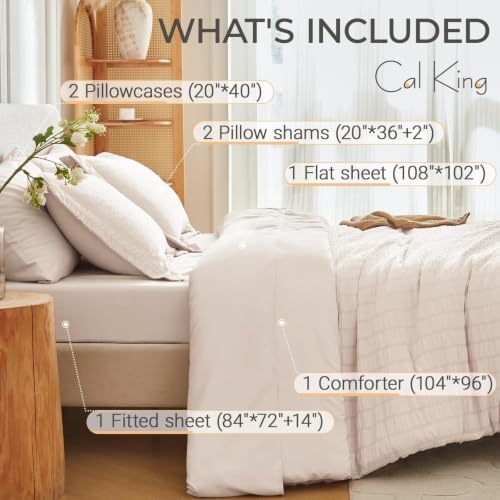 MUXHOMO 7 Pieces California King Comforter Set, Seersucker Bed in a Bag Cal - Image 5