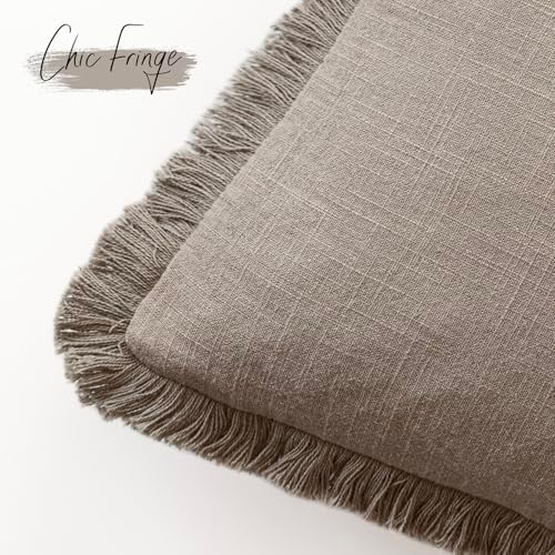 Foindtower Decorative Linen Fringe Throw Pillow Covers 22×22 Inch - Image 3