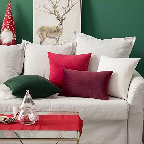 MIULEE Velvet Throw Pillow Covers 20x20 Inch Pack of 2 Red - Image 2