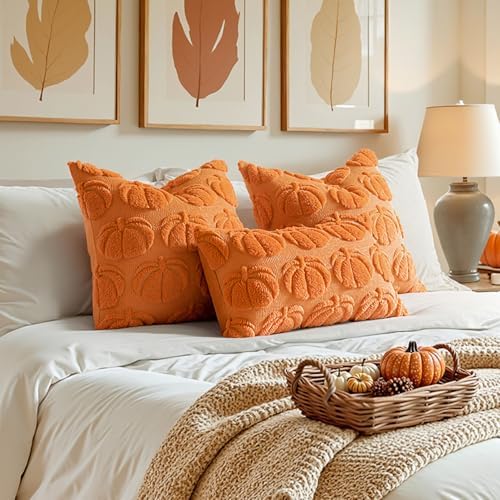 MIULEE Fall Pillow Covers Pumpkin Fall Decor 26x26 Orange - Image 3