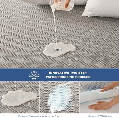 GRT Twin XL Mattress Cover Waterproof, Bamboo Charcoal Fiber Mattress Pad - Image 2