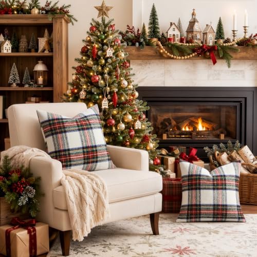 EMEMA Christmas Plaid Pillow Covers 20x20 Set of 2, Tartan Throw Pillow Covers - Image 5