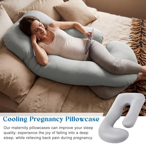 Hahafelt Cooling Pregnancy Pillow Cover 59 Inch Large J Shaped Full Body - Image 6
