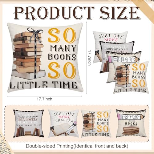 Tranqun 4 Pcs Book Throw Pillow Covers Classroom Reading Decor - Image 2