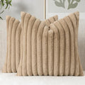 MIULEE Faux Fur Decorative Euro Sham Pillow Covers 24x24 Khaki 2 Pack by MIULEE