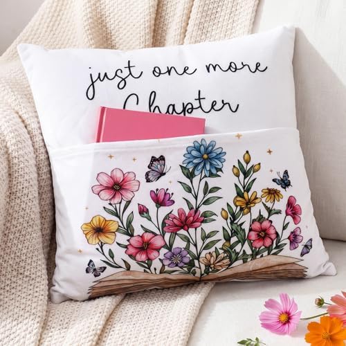18 x 18 Inch Reading Pocket Pillow Just One More Chapter Pillow by Unknown