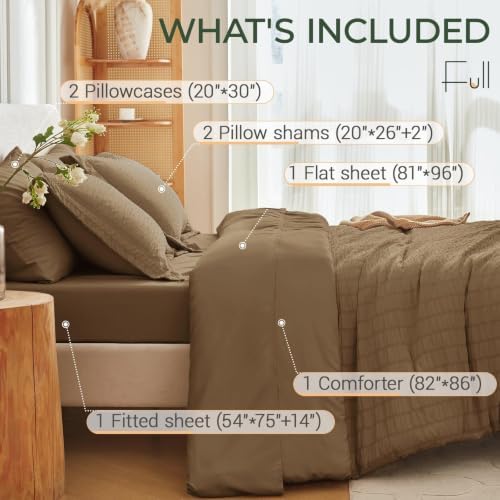 MUXHOMO 7 Pieces Full Comforter Set, Seersucker Bed in a Bag Full Size - Image 4