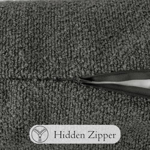 JoraLion 14x24 inch Boucle Lumbar Pillow Cover, Dark Grey Woven Texture Neutral - Image 7