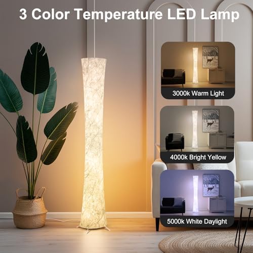 WORLD WIN 61'' RGB LED Corner Floor Lamp, Unique Hourglass Shade, Round - Image 4