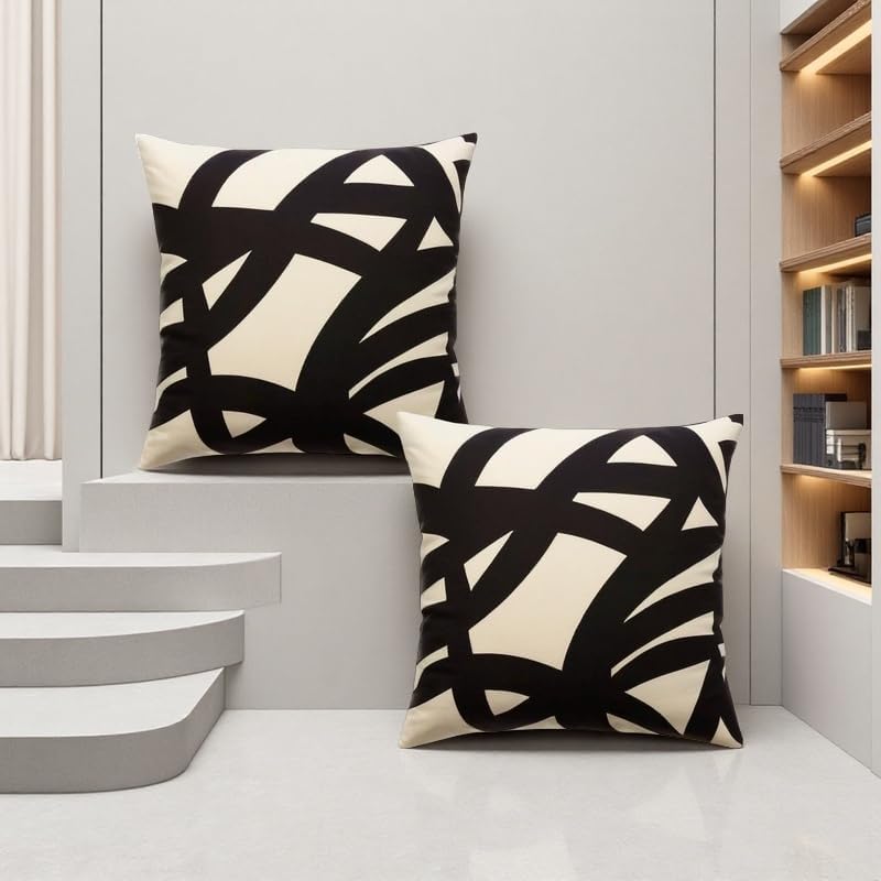 2pcs Decorative Abstract Art Boho Line Outdoor Pillow Case Square Cushion Covers - Image 3