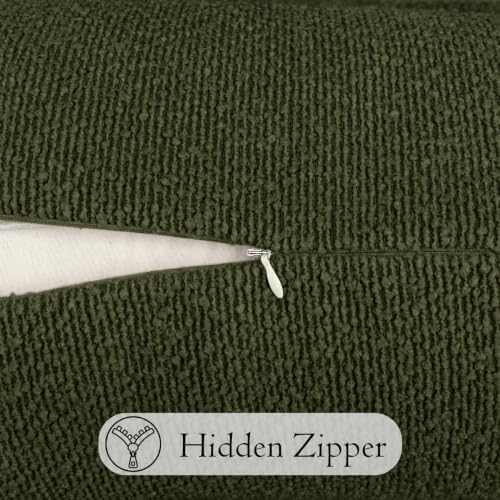 JoraLion 14x26 inch Boucle Lumbar Pillow Cover, Army Green Woven Texture - Image 4
