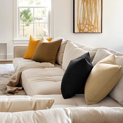 MIULEE Velvet Throw Pillow Covers 14x14 Inch Pack of 2 Black - Image 5