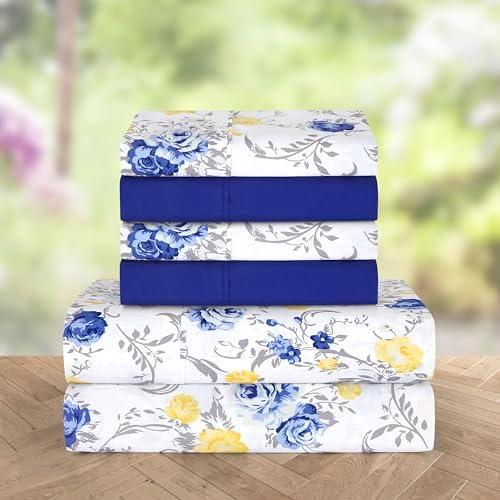 Elegant Comfort 6-Piece Sheet Set Deep Pocket Floral, Jenna Gold - Image 2