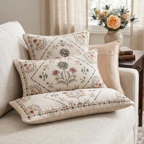 ISAENNE Designer Vintage Linen Throw Pillow Cover - Image 3