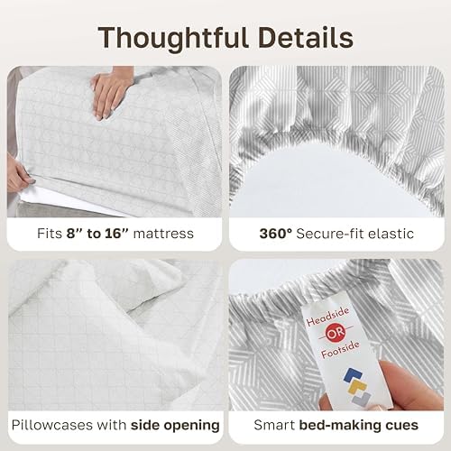 California Design Den Soft 100% Cotton Sateen King Bed Sheet Set - Image 5