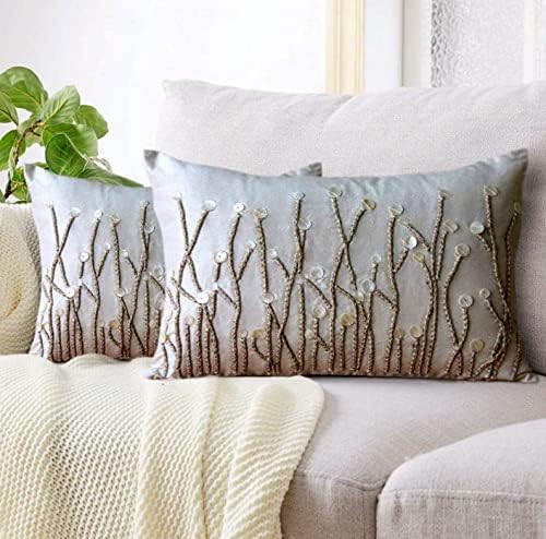 The HomeCentric Ivory Lumbar Pillow Cover, Jute and Mother of Pearls Farm - Image 5